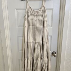 Maurices Striped Cream and Brown Maxi Dress